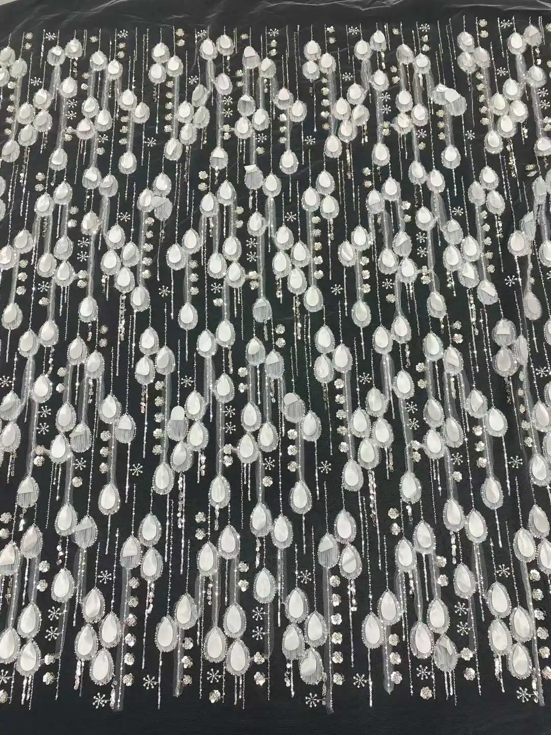 

African Tulle French 3D Lace Nigerian Sequins Lace Fabric Evening Party Dresses 2025 High Quality Lace For Women Sewing 5yards