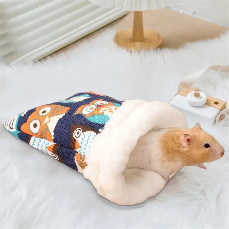 Winter Small Pet Sleeping Nest Cozy Sleeping Bag Small Animal Bed For Winter Warming Pad Sack Pet Cage Accessories Soft Nest For