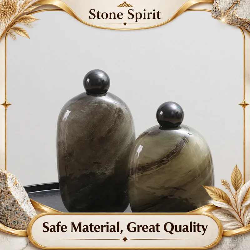 【Premium】Oval Shaped Glass Vase, Spherical, Pebble Vessel Ornament, Home Decoration Accessory, Glass Container， Flower Vase