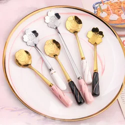 12cm/17cm Stainless Steel Mini Rose flower Spoons Coffee Spoon Stirring Milk Teaspoon Dessert Ice Cream Spoon Drink Tableware