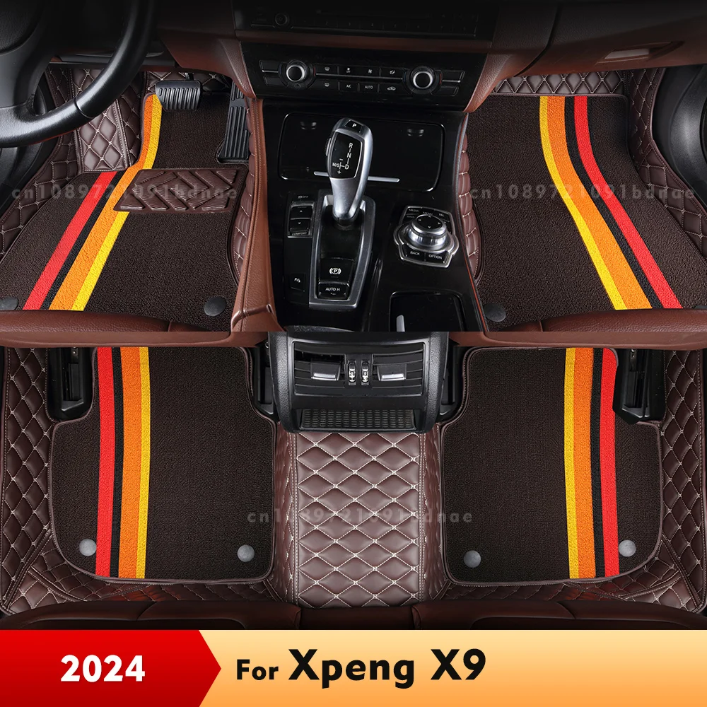 

For Xpeng X9 7-Seat 2024 Double Layer Car Floor Mats Custom Auto Foot Pads Carpet Cover Interior Accessories
