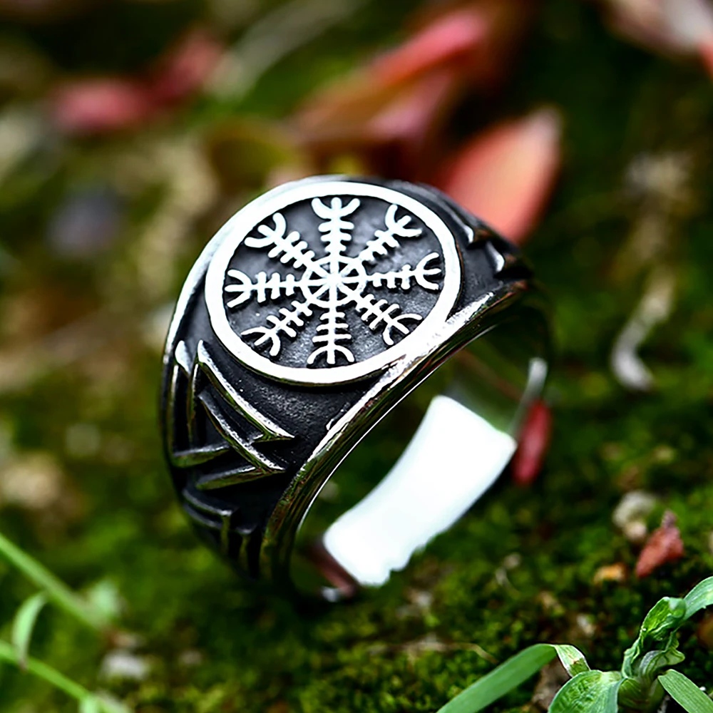 New Design Viking Compass Rings For Men Stainless Steel Retro Fashion Viking Valknut Ring Punk Biker Jewelry Gifts Dropshipping