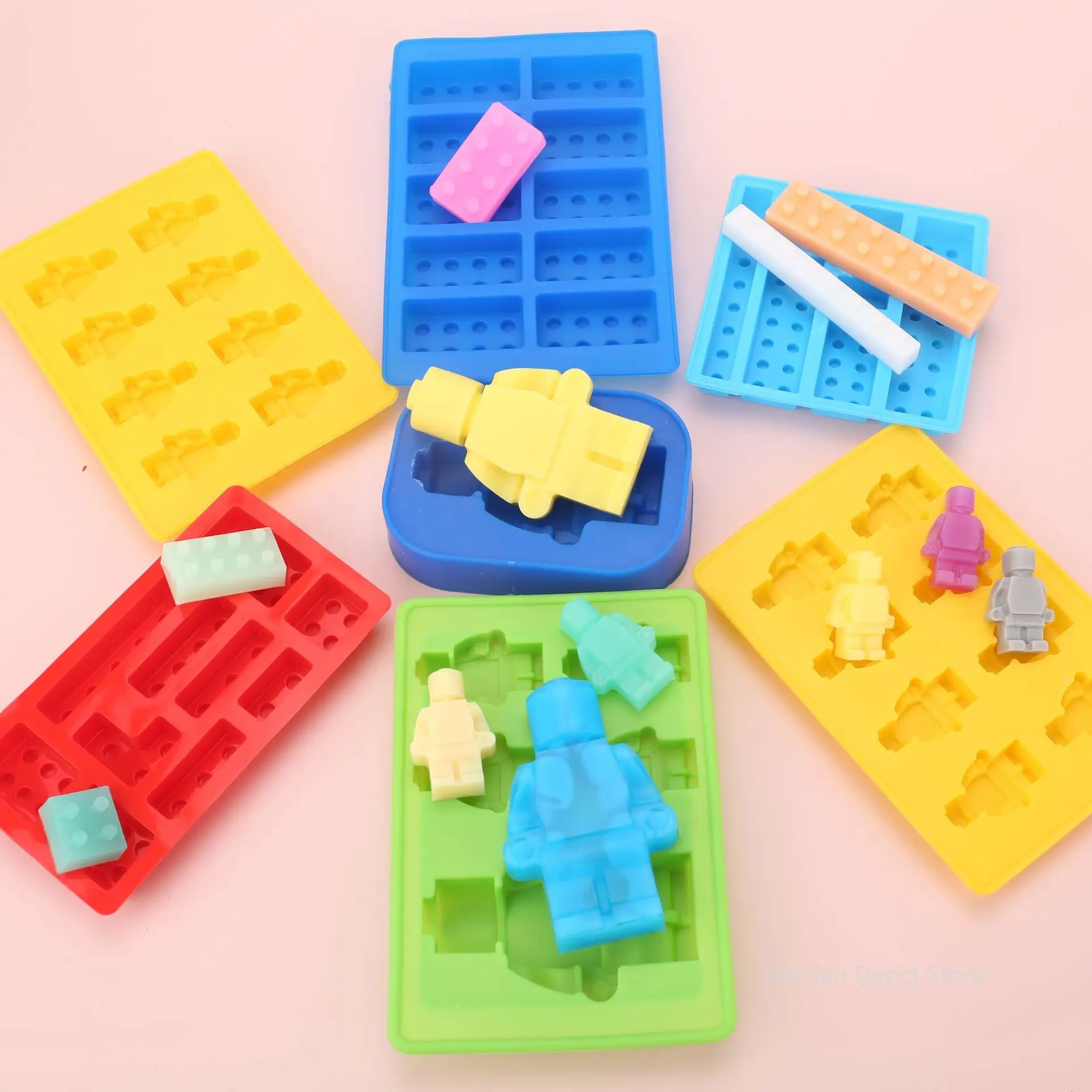 Robot Ice Bricks Cube Tray Silicone Mold Candy Moulds Chocolate Moulds For Kids Baking Minifigure Building Block Themes Set