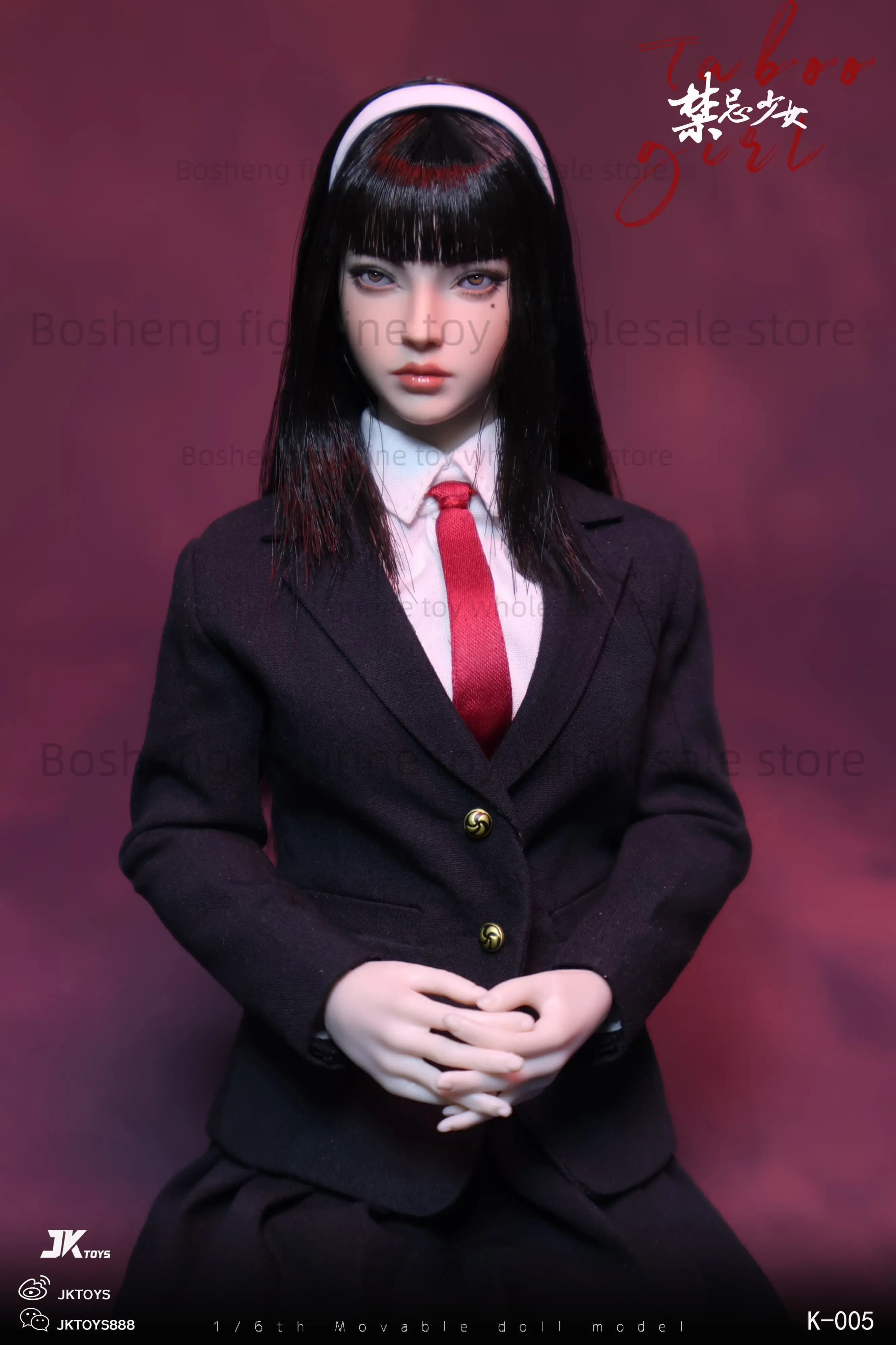 

In Stock JKTOYS K-005 1/6 Female Taboo Girl Nowhere Kawakami Tomie Cosplay Dual Head Sculpt Full Set 12in Action Figure Toys