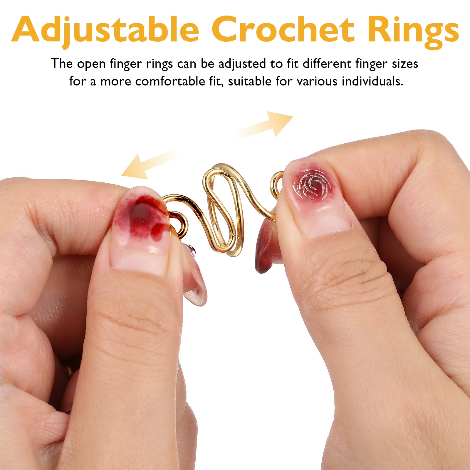 

2Pcs Crochet Rings Metal Adjustable Finger Rings Yarn Tension Crochet Loops for Yarn Control and Knitting Knitting Loops