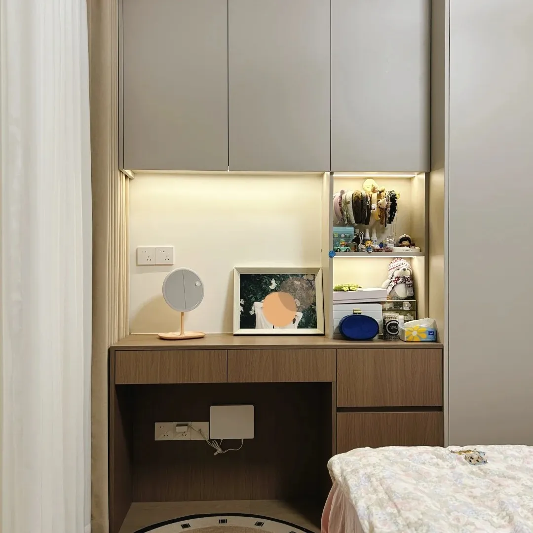 %New Solid Wood Minimalist Lighted Mirror LED Dressing Table Modular Storage Factory Direct Sales Customized Shipping for