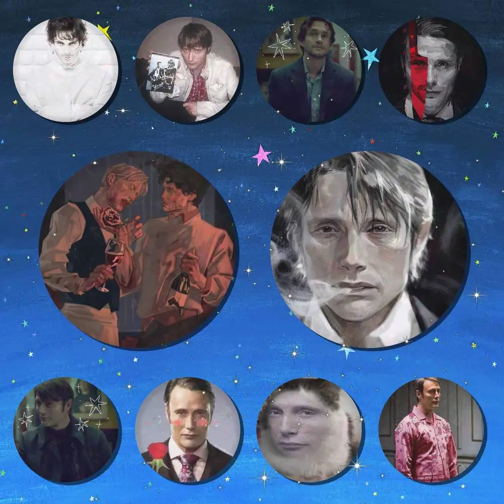 Hannibal-Abzeichen für Rucksack-Accessoires, Manga-Icons, Anstecknadeln, runde Cartoon-Broschen für Kleidung, Taschen, Dekoration, Geschenke