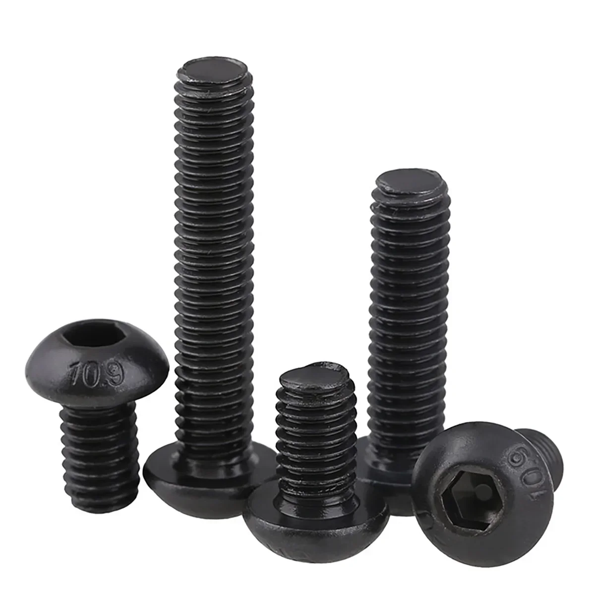 1-50Pcs M2 M2.5 M3 M4 M5 M6 M8 M10 M12 Grade 10.9 Black Hex Socket Round Pan Head Screws Allen Bolts DIN7380