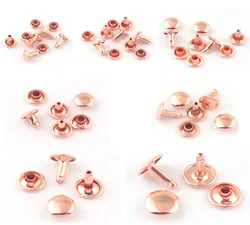 Rose gold Double Cap Rivets 5x7, 6x7, 8x7.5, 7x8, 9x11, 10x12, 12x14 Stud Rivets Leather Craft Repair