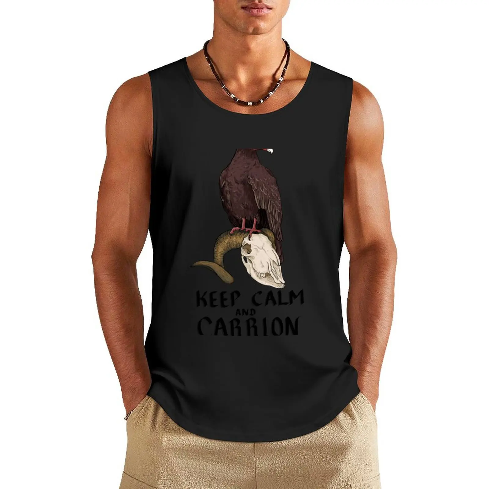 Keep Calm and Carrion (Black Text) Tank Top vest for men sports vest