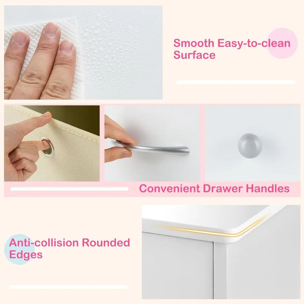 طقم فانيتي للأميرة البيضاء مع مرآة مضاءة، ومكتب مكياج، ومقعد، وأدراج وأرفف للفتيات الصغيرات