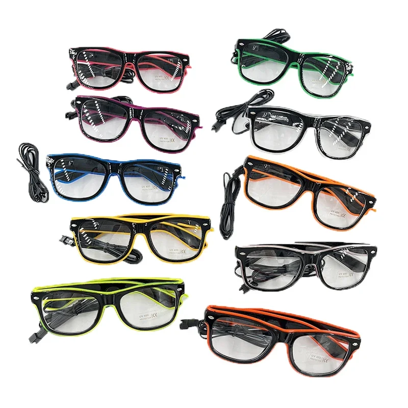 نظارات مهرجان متوهجة مع أضواء عيد ميلاد مضيئة LED نظارات حفلات بار نادي الدعائم لوازم نظارات النيون الفلورسنت