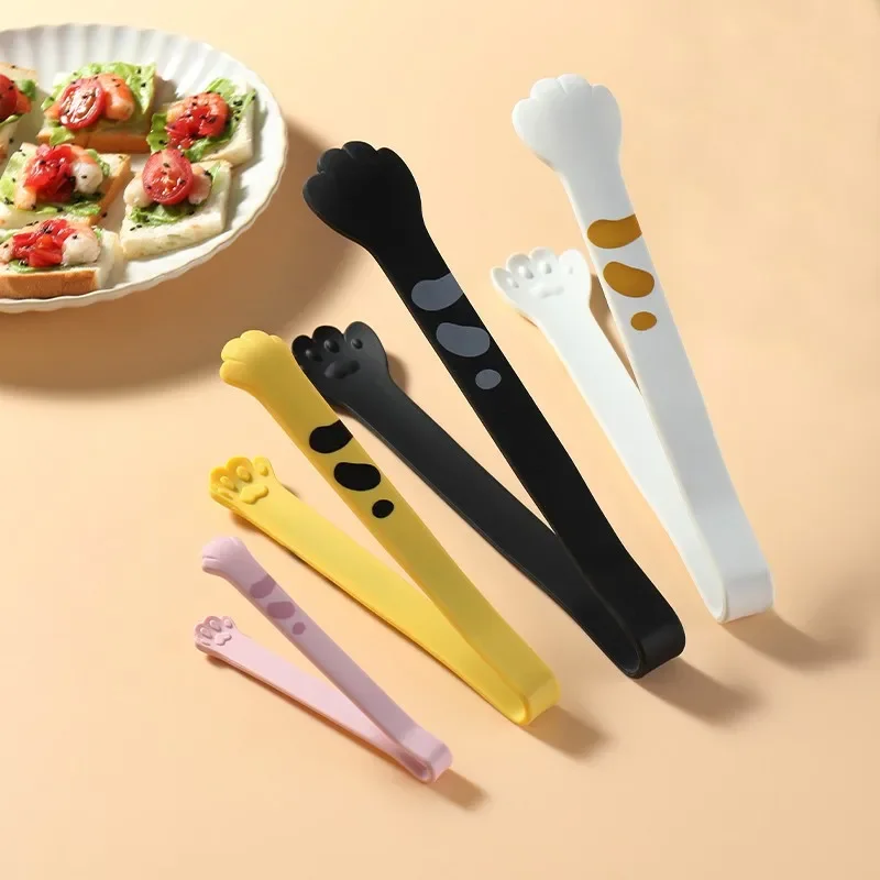 Cat Paw Shape Food Tongs Cute Cartoon Meal Tongs Stainless Steel Barbecue Tongs Sandwich Baking Clip Ice Clip Kitchen Gadgets