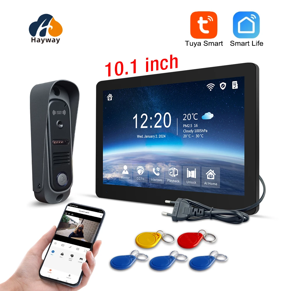 1080P video intercom system, home wireless WiFi intelligent video doorbell, one call panel+multiple displays