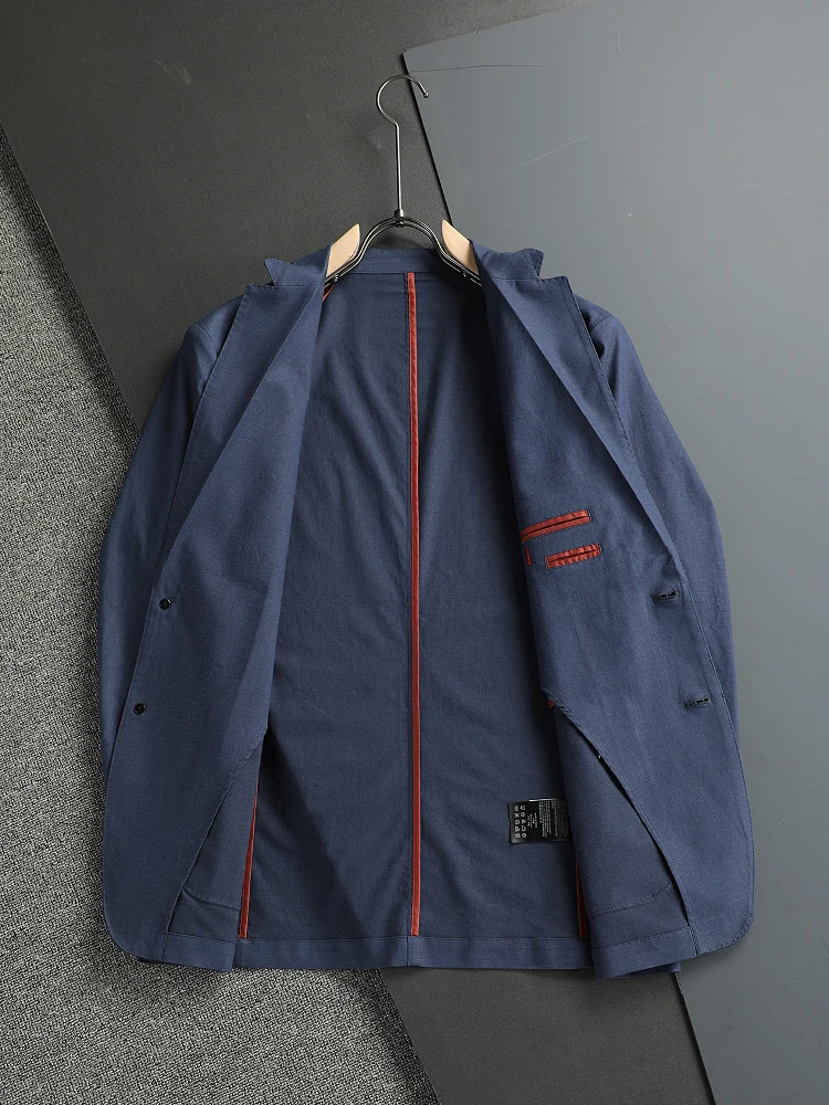 Abito di lino casual da uomo di nuovo arrivo primaverile Jaet Cappotto lungo Sve slim fit di fascia alta Bae ricamato a due bottoni