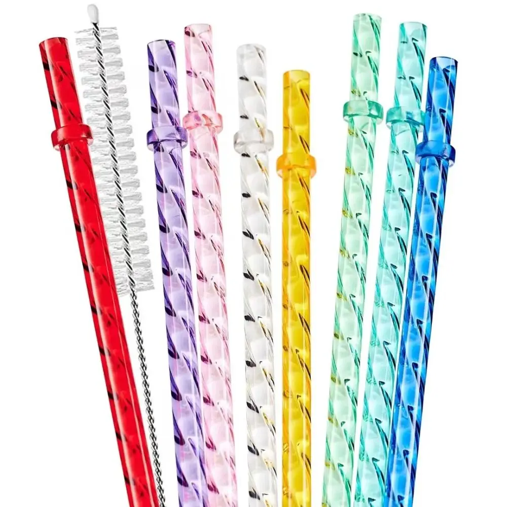 Party Supplies ECOZEN Straws Recycling Reusable Large Diameter Straw Multi-color With Clasps Plastic Drinking Straws for Kids