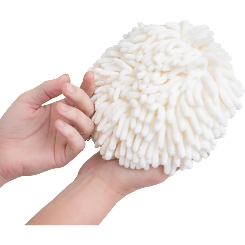 Toallas de mano de microfibra - Juego de 3 toallas de mano esponjosas con gancho de pared - Puffs de secado rápido y fácil