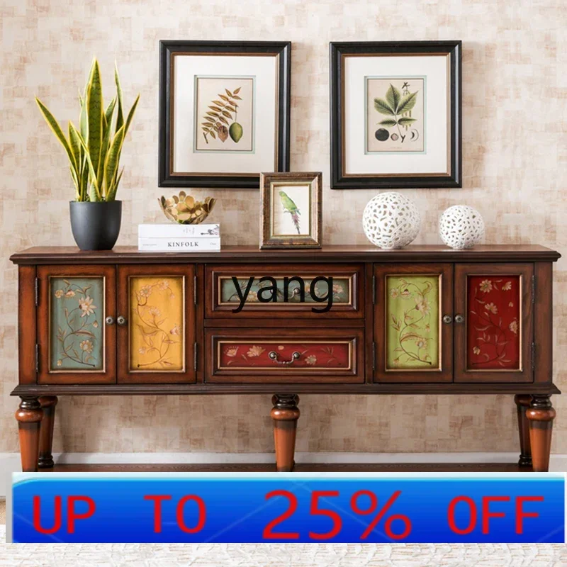 LMMcountry dining side cabinet end view table side cabinet side table length table height TV cabinet solid wood 2 meters