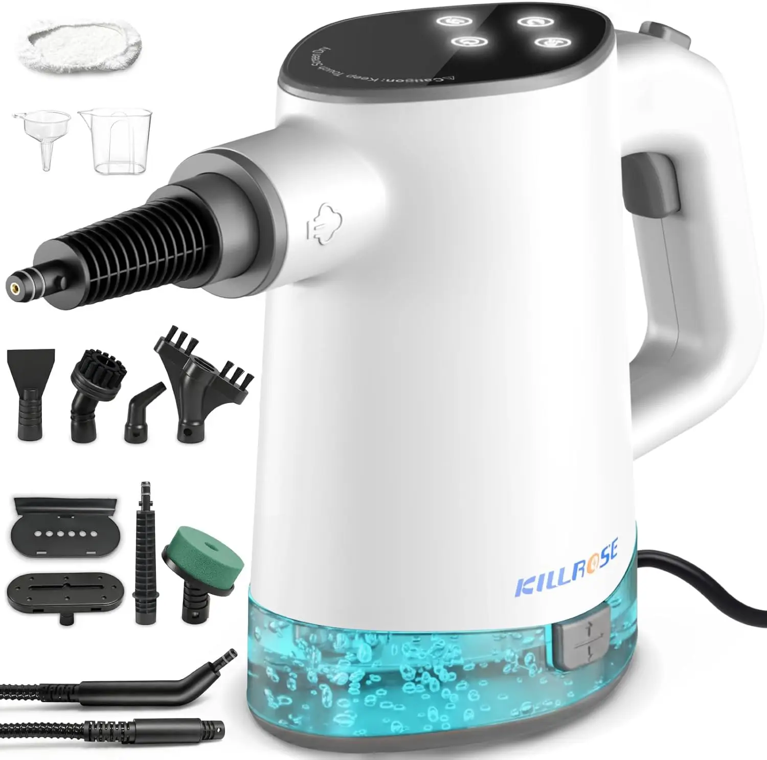

Pressurized Steam Cleaner Fast Heat 15s Dual Power Self-Clean Multi-Surface Steamer 12 Accessories Kitchen Bathroom Car