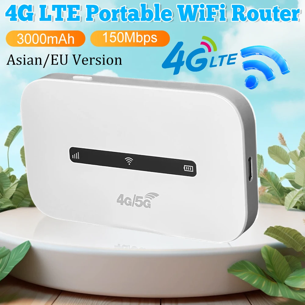 เราเตอร์ไวไฟมือถือ 4G LTE รองรับผู้ใช้ 8 ถึง 10 คน ความเร็ว 150Mbps ฮอตสปอตไวไฟพกพาพร้อมช่องใส่ซิมการ์ด โมเด็มเราเตอร์สำหรับการเดินทางด้วยรถยนต์