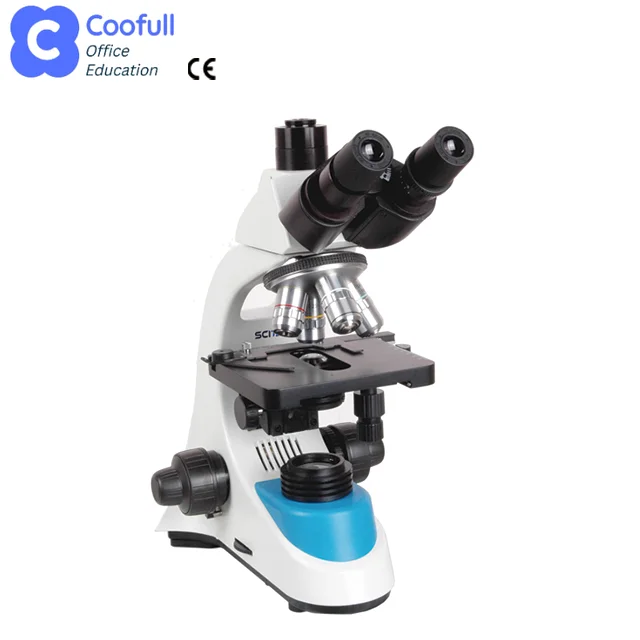 Biological Microscope Blue Filter Trinocular Head Microscope Finite Optional System for Lab