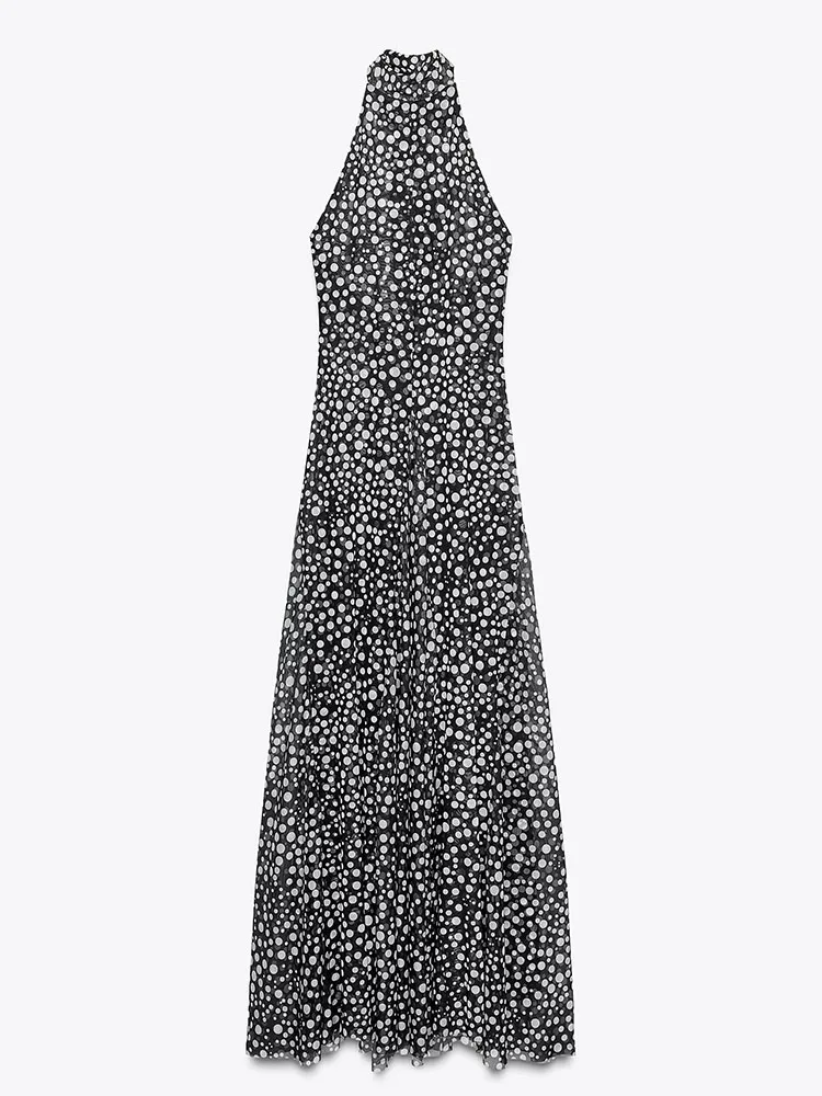ฤดูร้อนมาถึงใหม่ ZA2025 Ele Bal Polka Dot แขวน Ne ยาว Dr Ladylike ชุดผู้หญิง Treetting Faion