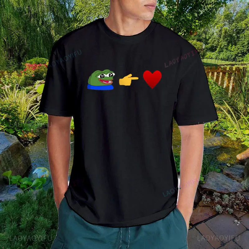 Humor Men T Shirt żałosny Pepe żaba przedłużacz sznurka dla zwierząt dziewczyny koszulki Kawaii poliestrowa bawełniana koszulka graficzna Y2k moda