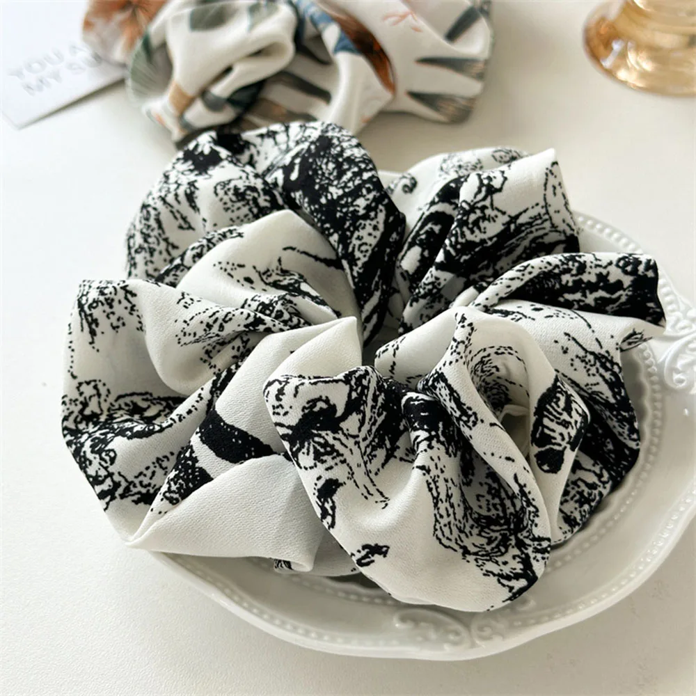 Korean New Simple Retro Double Bracteole Large Scrunchie Fashion Wooden Ear Edge Tie Hair Rope Elastic Hair Accessories