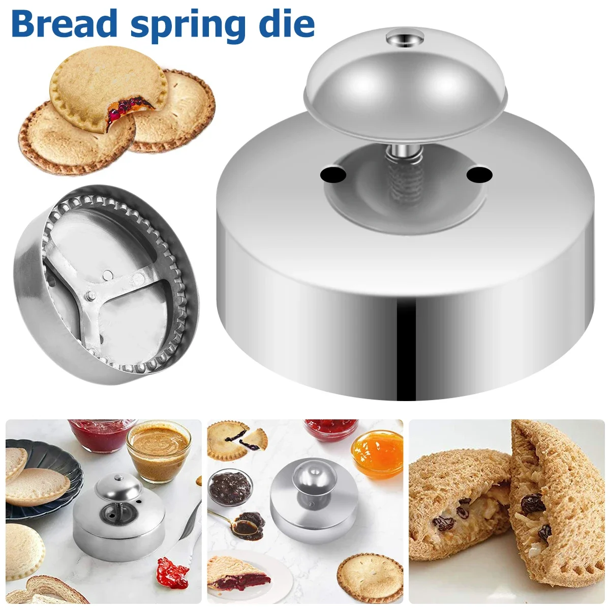 

Sandwich Cutter and Sealer Stainless Steel Round Sandwich Maker Pastry Cookies Mold for Hamburgers Baking Bento Tools