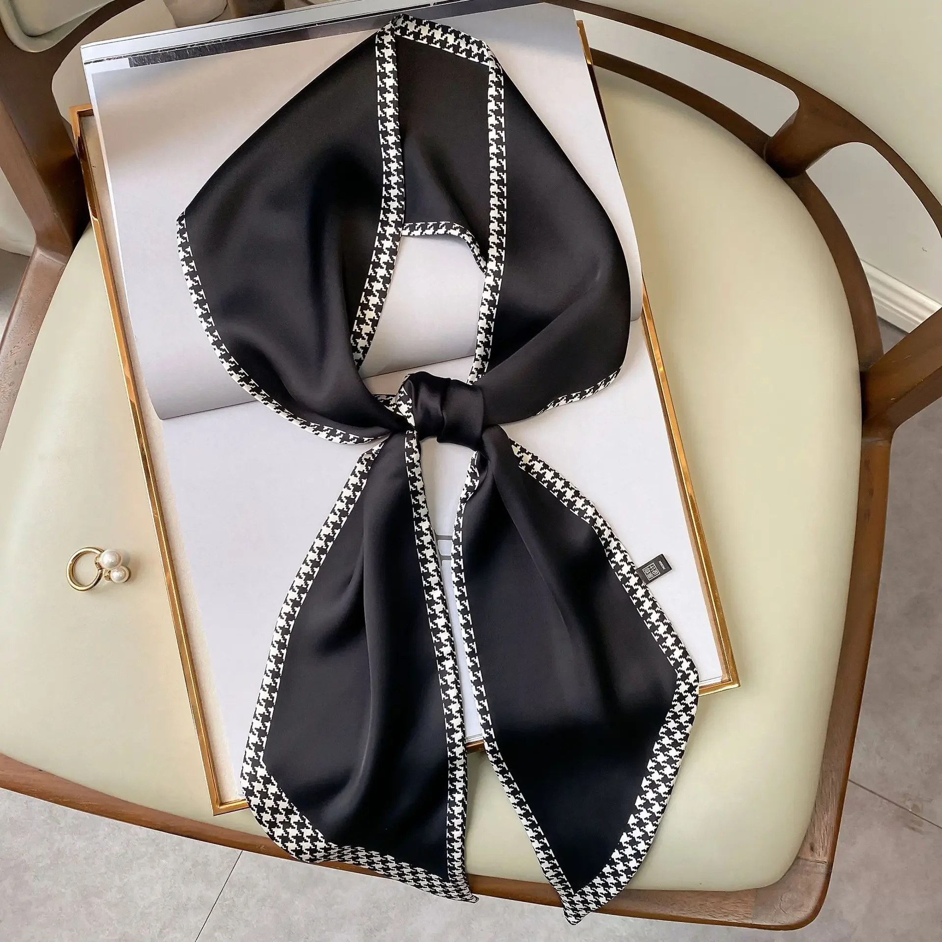 Luxus Lange Seide Schal Weibliche Tier Pferd Druck Dünne Schmale Schal Tasche Haar Band Band Schals Frauen Halstuch – Detail 18