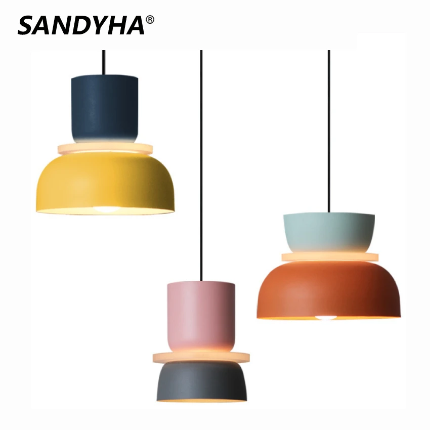 Sandyha Nordic Macaron Hanger Lamp Lampara Colgante Techo Sospensione Kleurrijke Bar Living Eetkamer Slaapkamer Opknoping Verlichting