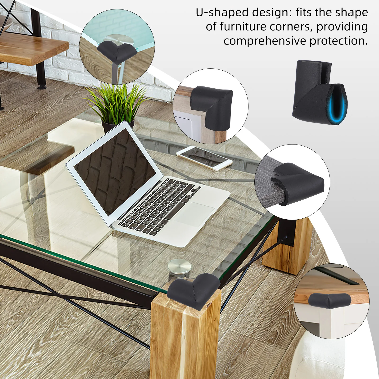 12Pcs Corner Protective Cover Foam Furniture Edge Bumper U Shaped Transport Protector for Frames and Legs