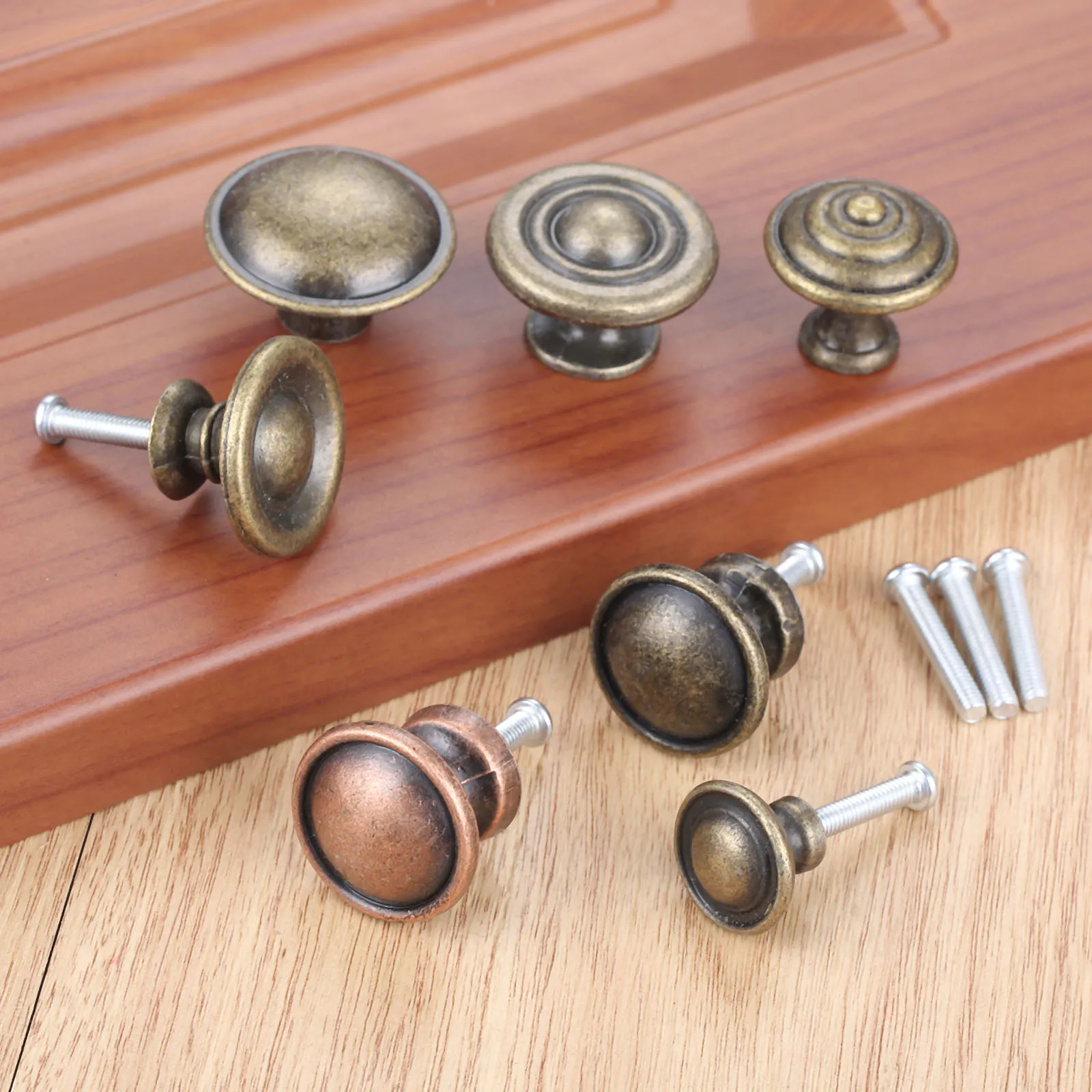 Antique Bronze Furniture Cupboard Cabinet Door Knobs and Handles Vintage Jewelry Box Wardrobe Dresser Drawer Knob Pulls & Screw