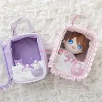 Sanrio Kawaii Doll Bags Japan Style Square Pain Bags Girls Ruched Design Cute Layer Handbags Casual Small Bags For Women Gift