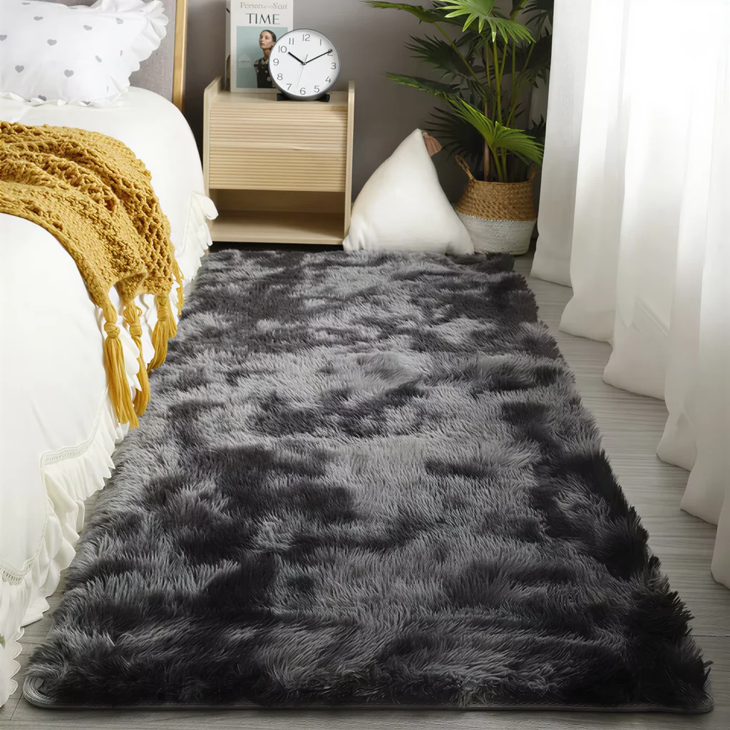 VIKAMA Soft Area Rugs Bedroom Carpet Fluffy Non-slip Tie-Dyed Fuzzy Shag Plush Soft Shaggy Bedside Rug Living Room Carpet