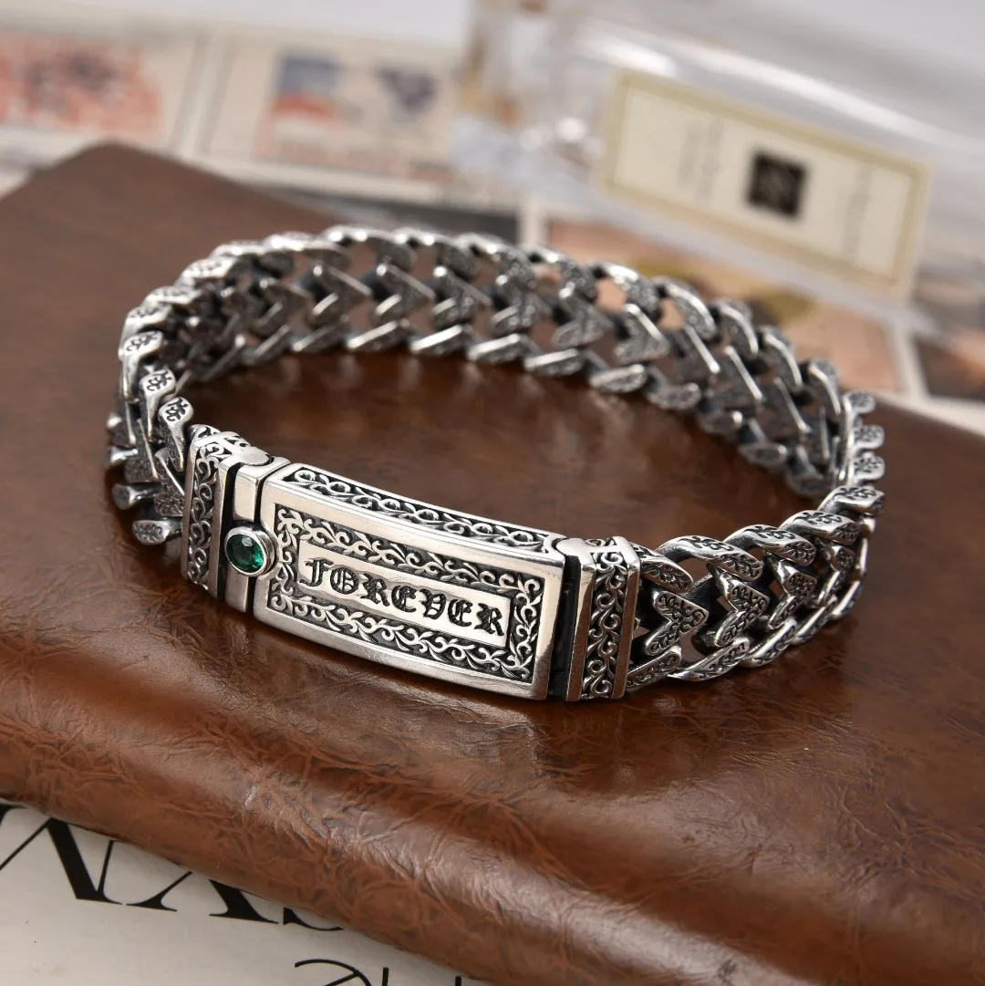 

925 sterling silver boy hand-woven classy fashion style seiko eternal rattan grass pattern bracelet stylish women's jewelry