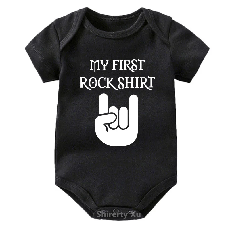 Funny BORN TO ROCK Letters Print Newborn Baby Bodysuit Black Onesie Body Baby Girls Boys Clothes Summer Cotton Outfits