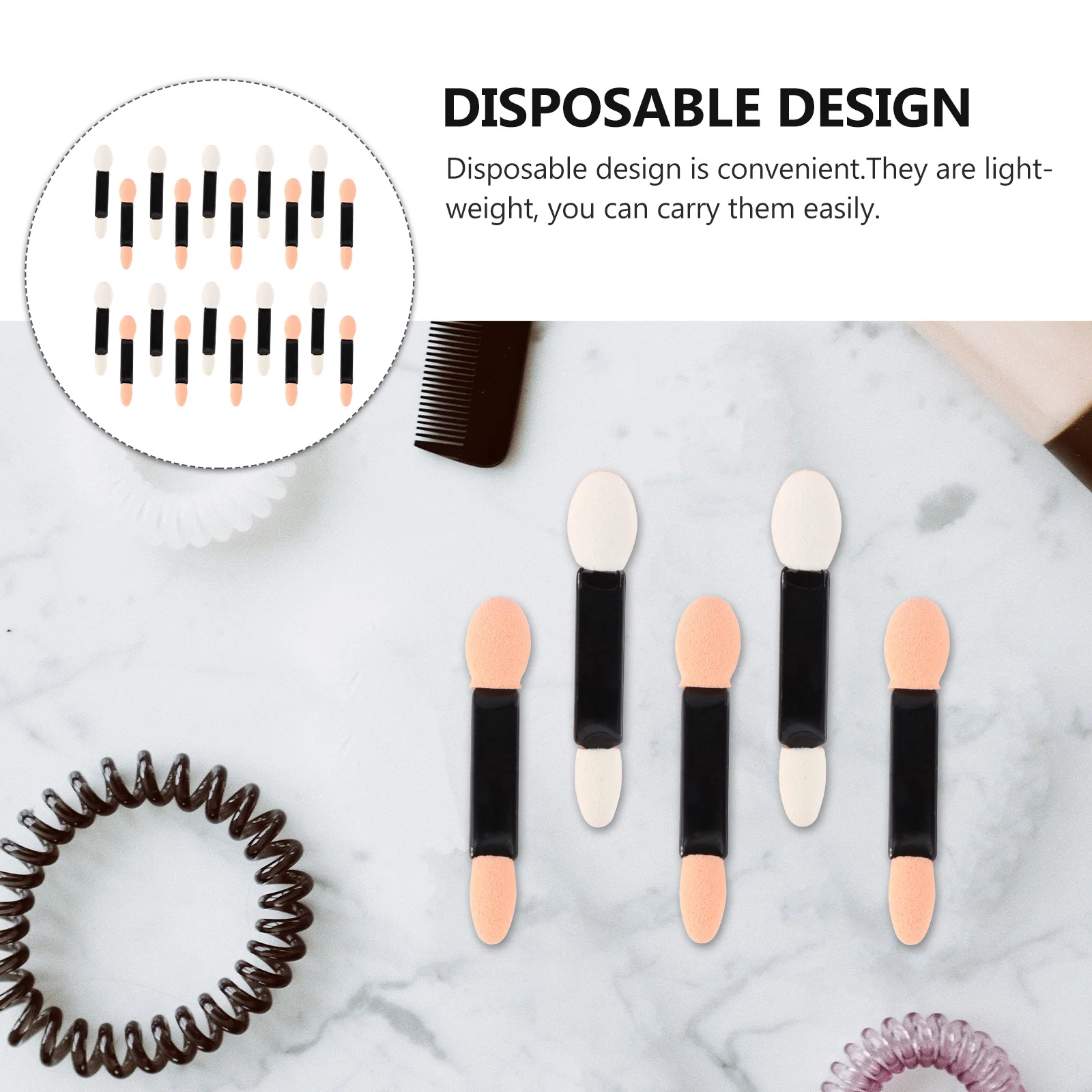 

20pcs Double-Headed Eyeshadow Brush Disposable Eyeshadow Makeup Brush for Woman Lady Female Small Size