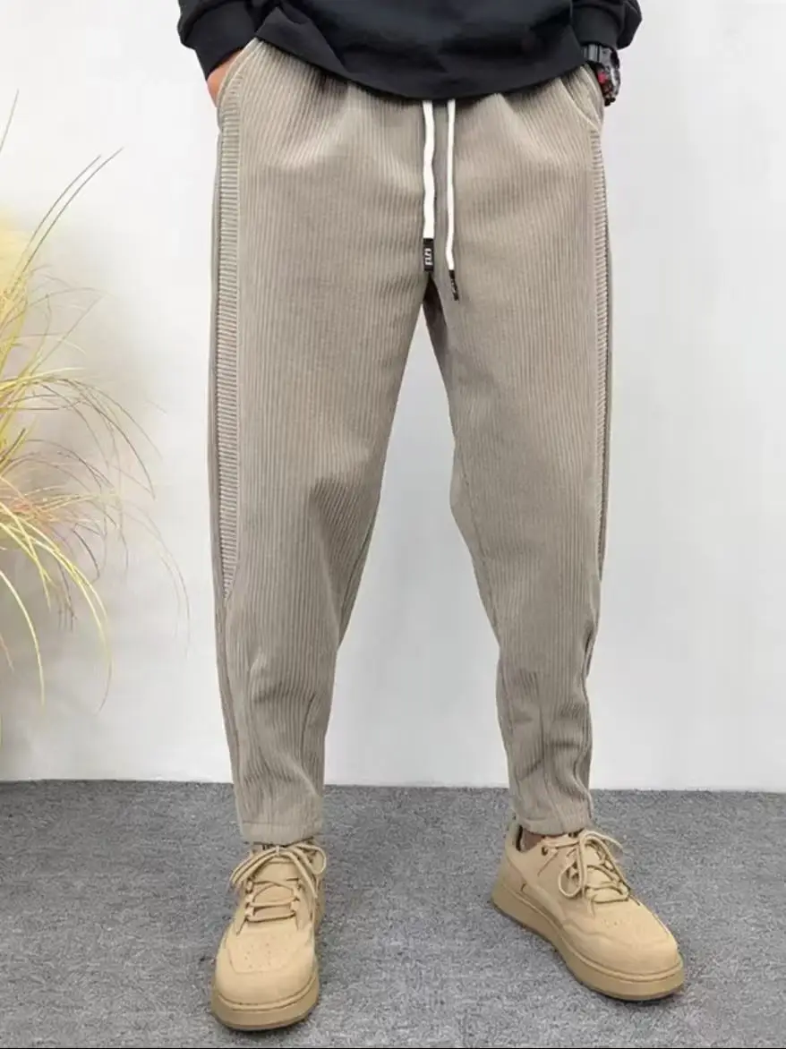 

Мужские повседневные брюки из вельвета с начесом, свободного кроя, осенне-зимние, модные, универсальные, с узкими штанинами