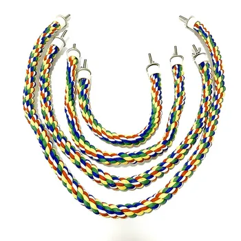 Colorful Braided Parrot Rope Ladder Swing 1