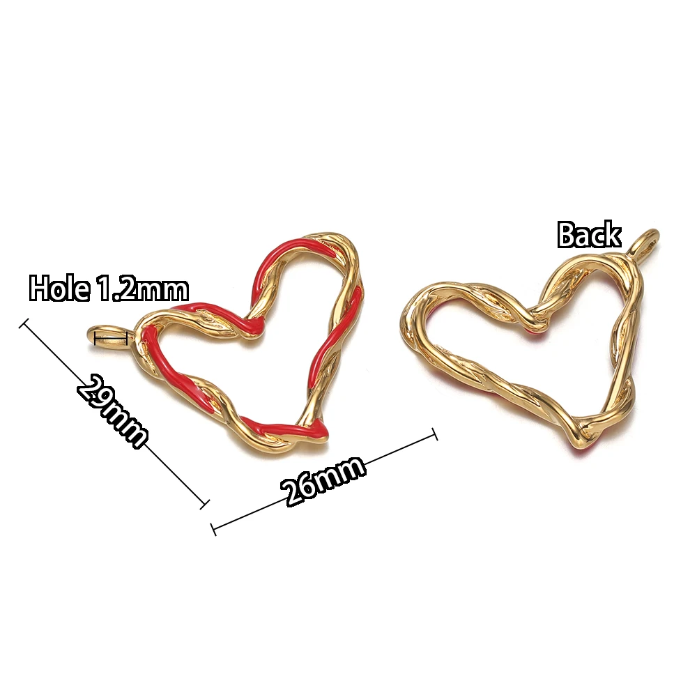 4 Stück Edelstahl-Hohldraht-Emaille-Herzanhänger für DIY-Schmuckherstellung für Frauen, Halsketten, Anhänger, Ohrringe – Detail 3