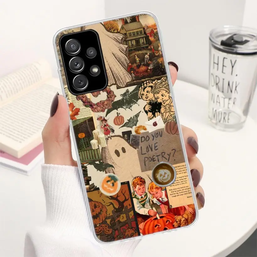 October Fall Halloween Spooky Pumpkin Coque Phone Case For Samsung Galaxy A52 A53 A54 A12 A13 A14 A22 A23 A24 A32 A33 A34 A02S A