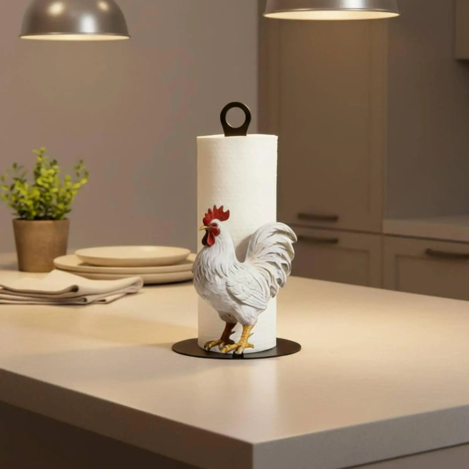 Iron Paper Towel Stand with Colorful Farm Animal Art for Kitchen Dining Table Restaurant Napkin Dispenser Country Decor