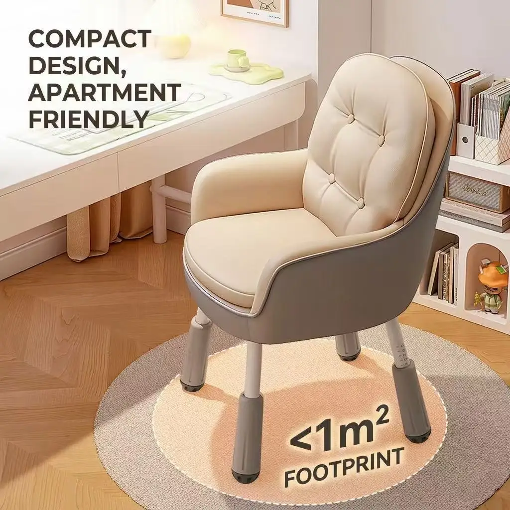 Small Space Office Chair PU Leather Ergonomic Desk Chair Adjustable Height Computer Chair For Home