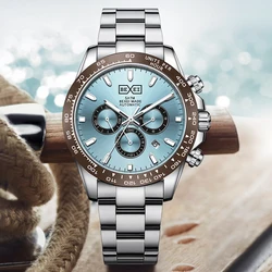 BEXEI 9158 Ice blue dial Day, month, 24 hours calendar display movement mechanical watch Luxury sapphire 5ATM waterproof