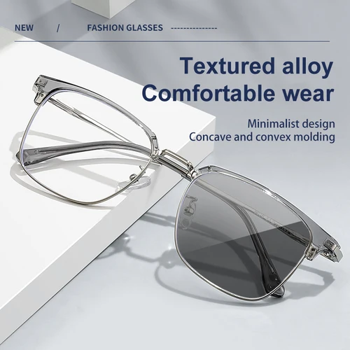 VKYEE, gafas cuadradas de Metal para ordenador de negocios para hombre, gafas Retro con bloqueo de luz azul, monturas para miopía, prescripción clásica de moda 8026