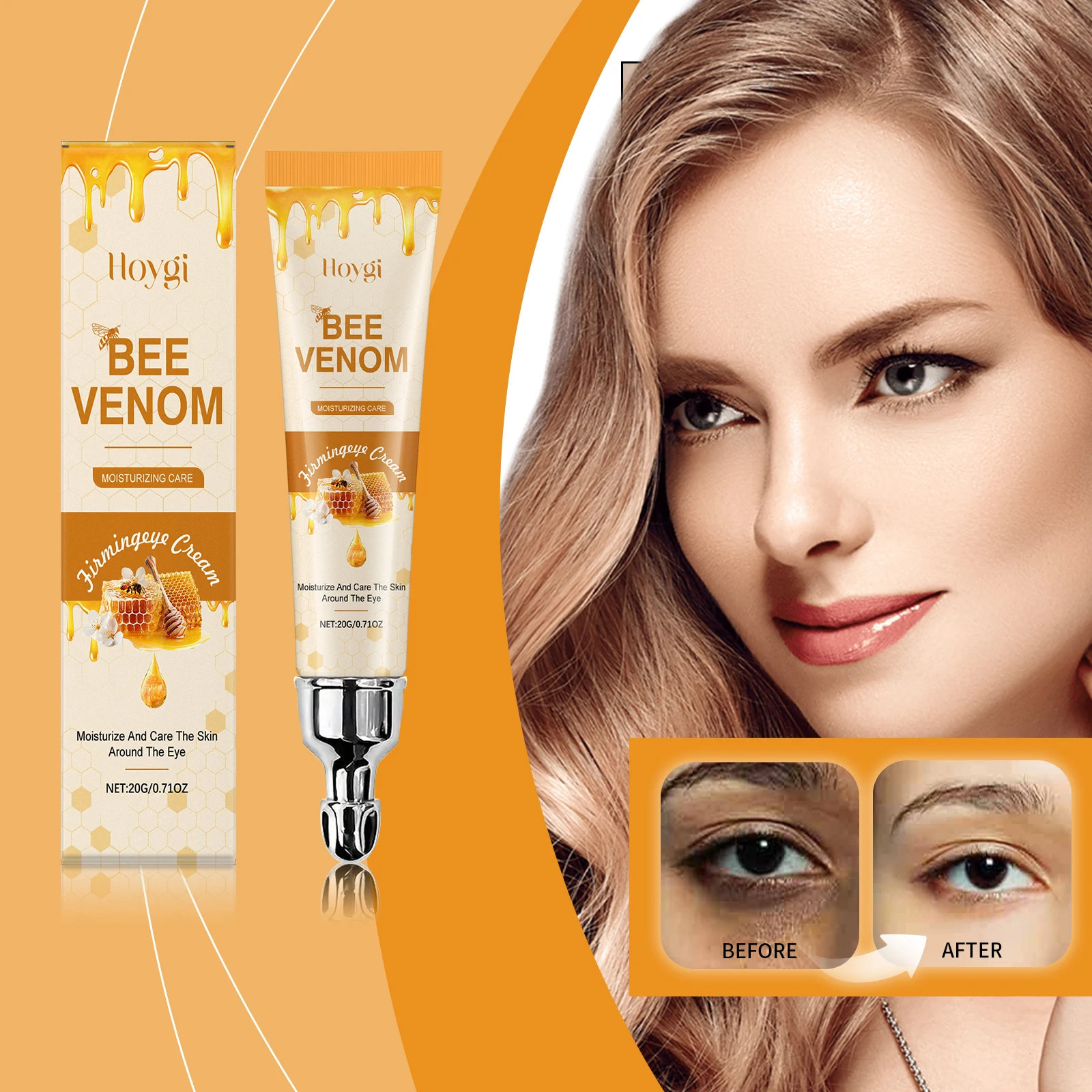 

Hoygi Bee Venom крем для глаз против морщин, укрепляющий, эластичный, увлажняющий, подтягивающий кожу, натуральная сыворотка для уменьшения морщин, тонких линий