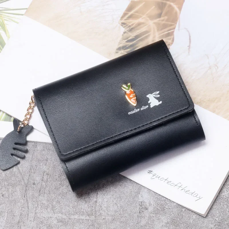 Korean Short Wallet Female Spring New Pendant Thin Wallet Card Small Fresh Student Buckle Coin Purse wallet  wallets for women