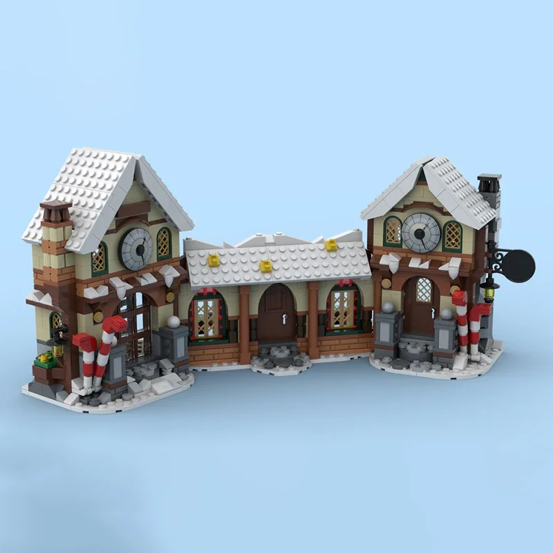 Moc blocos de construção tecnologia de oficina estendida do papai noel tijolos modulares modelo presentes brinquedos de natal conjuntos diy montagem