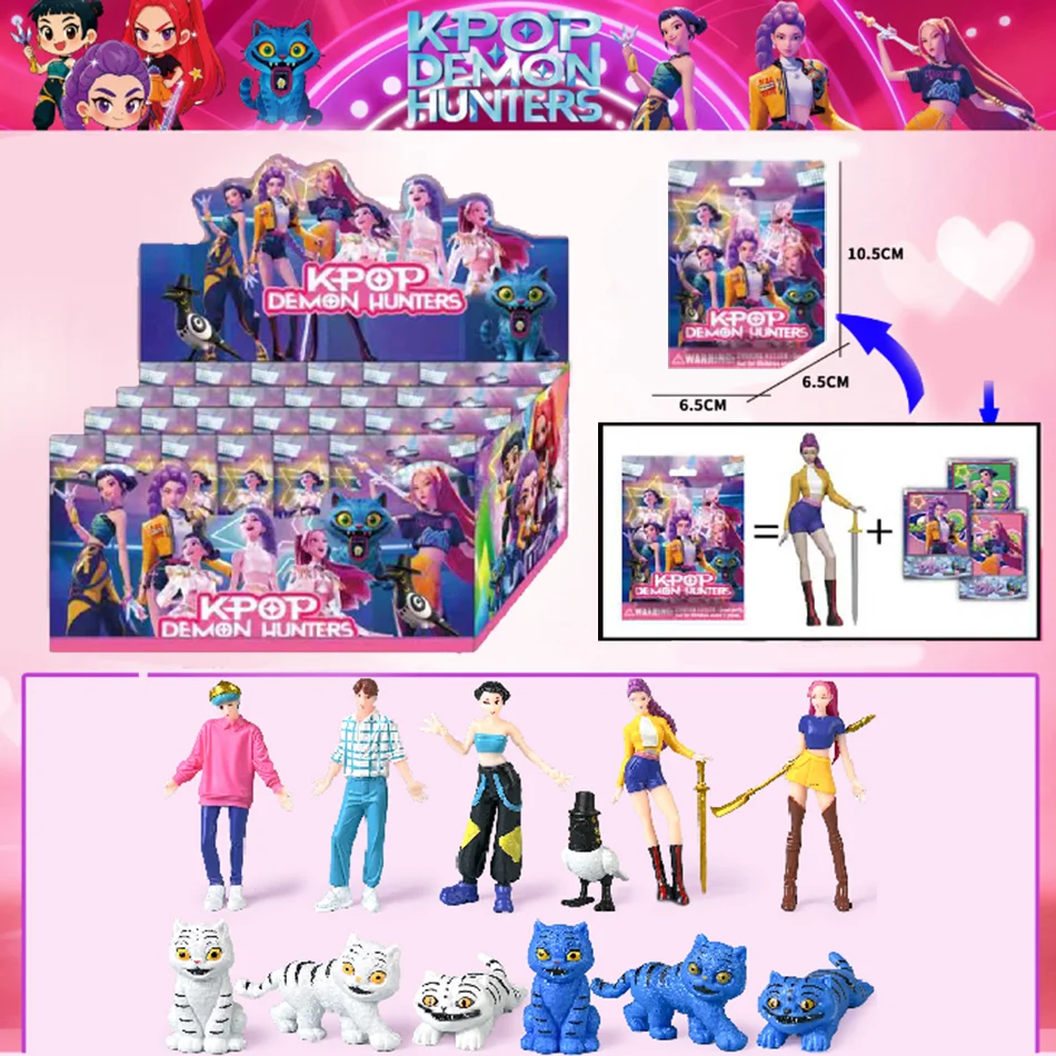 Anime kpop diabo caçador caixa cega desmontagem diversão saco cego pequena estátua modelo periférico desktop caixa cega decoração presentes brinquedo